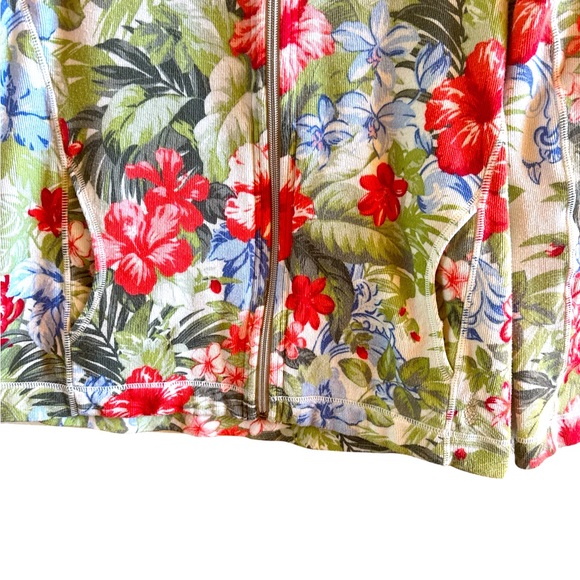 Tommy Bahama‎ Women’s Tropical Hibiscus Zip Up Jacket Size Small Cotton Blend - Picture 4 of 10